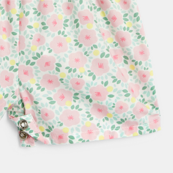 جمبسوت قصيرة بنقشة الزهور، باللون الوردي للفتيات الصغيرات